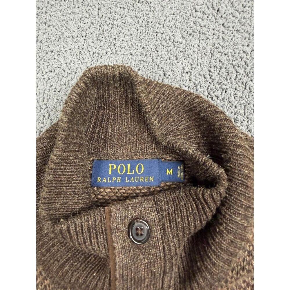 Polo Ralph Lauren Pullover Mens M Brown Silk Henley Mock Neck Knit Sweater - Picture 2 of 8